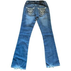SOUNDGIRL Denim Jeans Blue Wash Women's 3 Studded Rhinestone Pockets